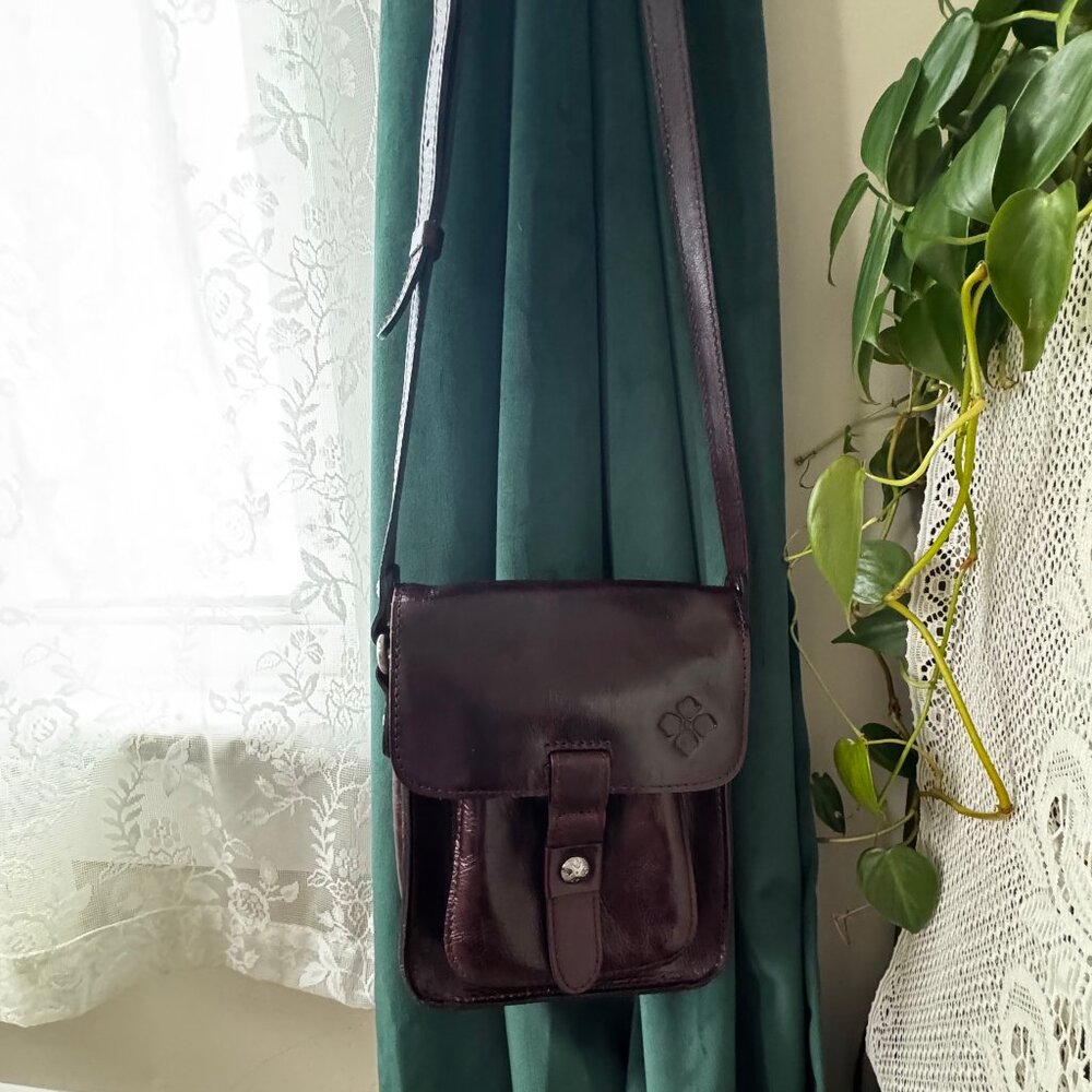 Patricia Nash Lari Small Plum Distressed Leather Crossbody Purse